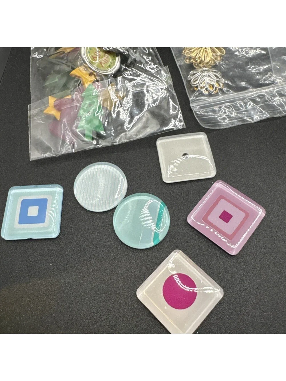 Bundle Of Scrapbooking / Crafting Supplies - Charms Beads Stickers